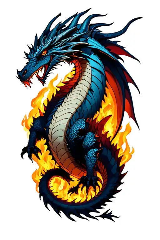 norse dragon emerging victoriously from the ashes tattoo design idea