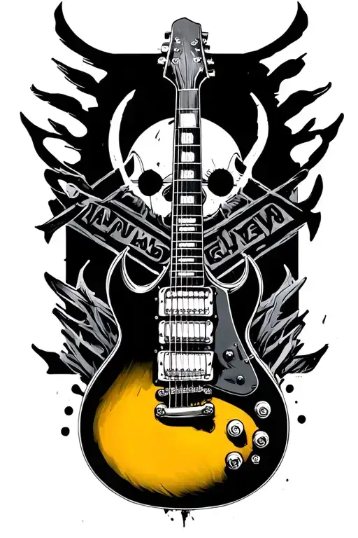 Van Halen black and yellow guitar tattoo design idea
