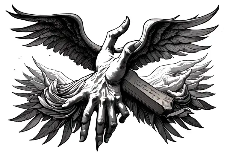 creation of adam fingers with a bible verse tattoo design idea