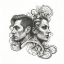 borderline personality disorder using heart and two faces  tattoo design idea