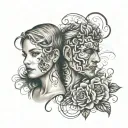 borderline personality disorder using heart and two faces  tattoo design idea