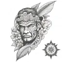 hawaiian  theme complete filled tattoo design idea