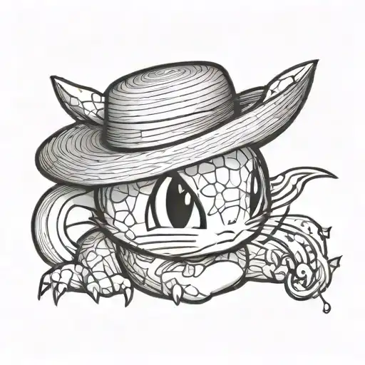 Pokemon mew with a straw hat one piece tattoo design idea