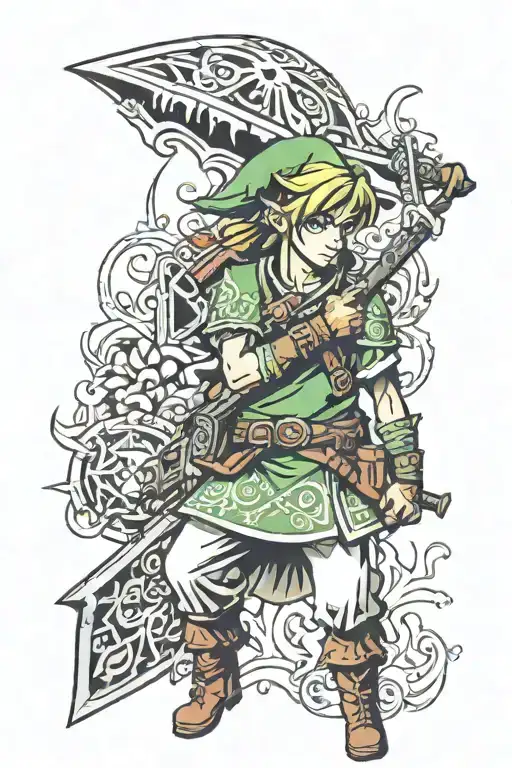 legend of Zelda sleeve tattoo tattoo design idea