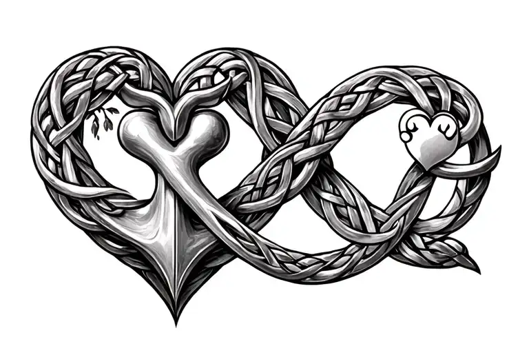  Anchor  a big heart and a little heartThe Celtic Sisters Knot infinity and paw tree all intertwined tattoo design idea