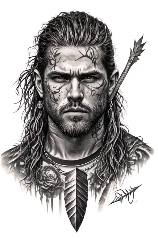 forrest with arrow head tattoo design idea
