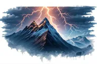 mountain, lightning, lightning, cloud tattoo design idea