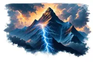 mountain, lightning, lightning, cloud tattoo design idea