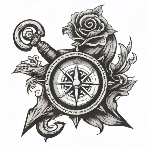 anchor compass tattoo design idea