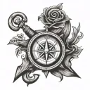 anchor compass tattoo design idea