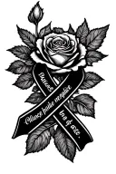 police support ribbon with rose and quote tattoo design idea