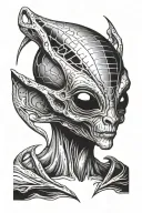 grey alien face tattoo design idea