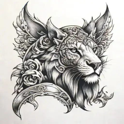 leon con corona tattoo design idea
