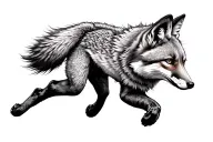 Running fox full body tattoo design idea