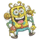 puppet with spongebob tattoo design idea