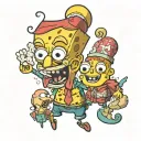 puppet with spongebob tattoo design idea