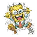 puppet with spongebob tattoo design idea