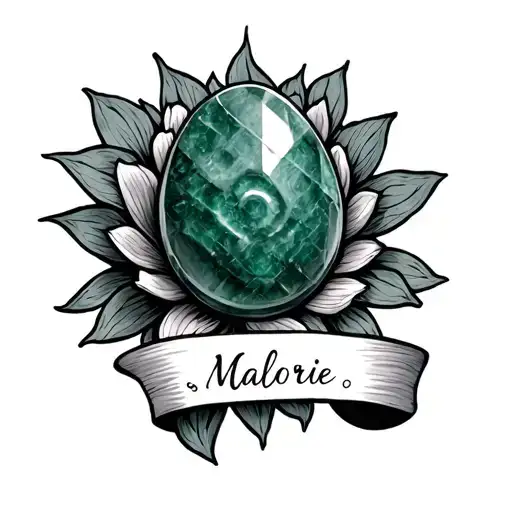 jade stone tattoo with the name Malorie tattoo design idea