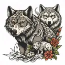 wolf and bear tattoo design idea
