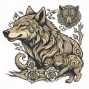 wolf and bear tattoo design idea