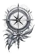 intricate compass, nature, geometry tattoo design idea