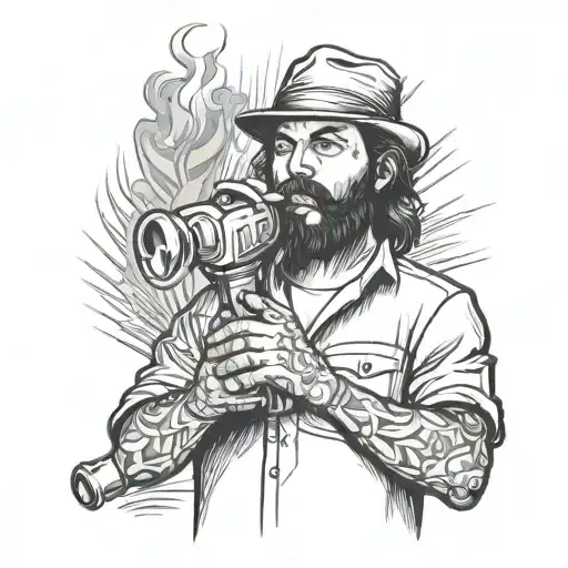 christian painting of an anarchist holding molotov cocktail tattoo design idea