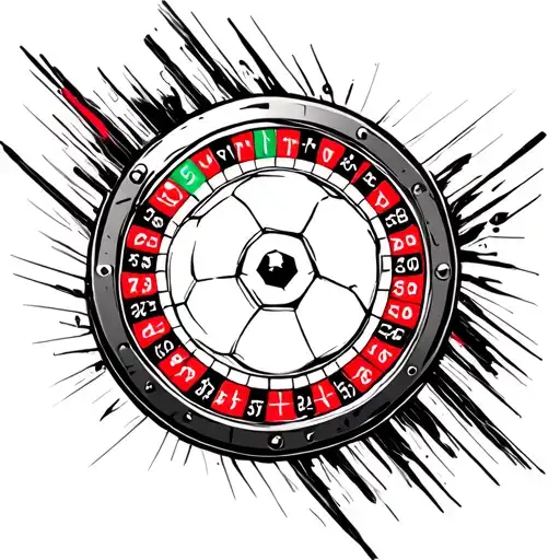 Abstract fusion of a roulette wheel and soccer field tattoo design idea
