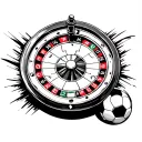 Abstract fusion of a roulette wheel and soccer field tattoo design idea
