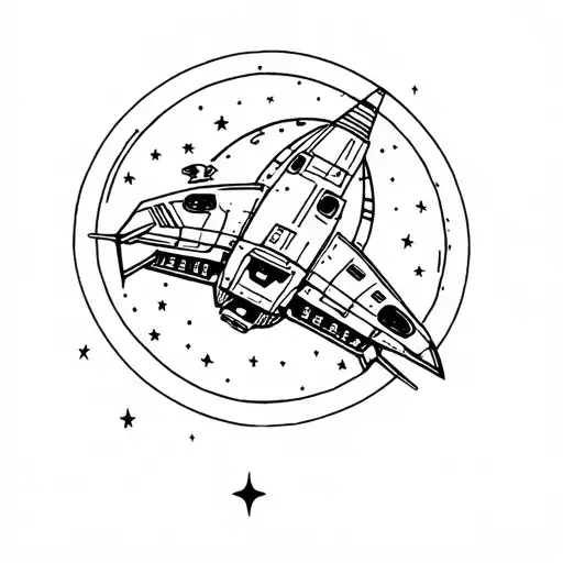 spaceship tattoo design idea