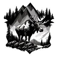 moose in Teton mountain range forming the shape tattoo design idea