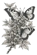 Butterfly bush branch long tattoo design idea
