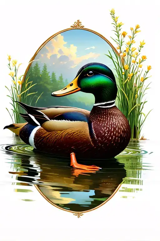 mallard duck scene tattoo design idea