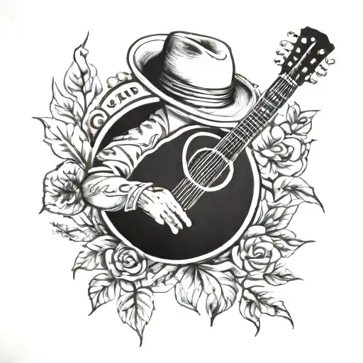 Country music theme tattoo design idea