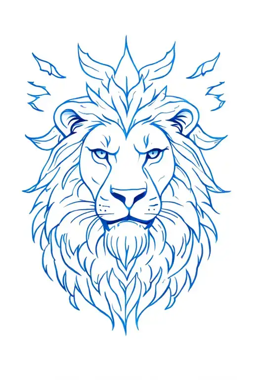 lion, blue sea, mountain tattoo design idea