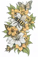 Lilly flowers , Bees , Butterflies, honey comb , other flowers  tattoo design idea