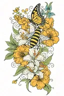 Lilly flowers , Bees , Butterflies, honey comb , other flowers  tattoo design idea