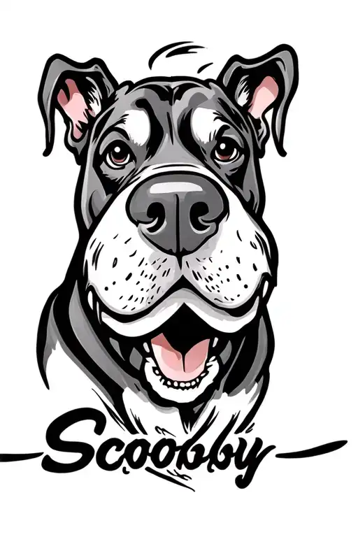 scooby name written underneath tattoo design idea