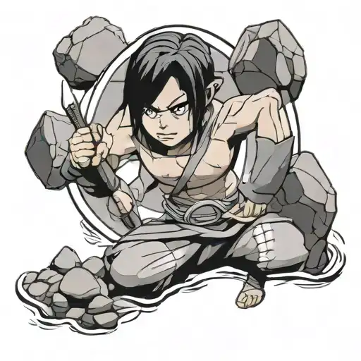 toph avatar last Airbender with rocks tattoo design idea