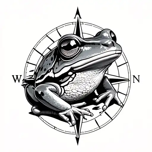 Tree Frog compass resilience growth strength tattoo design idea