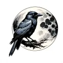 ehite crow on black moon tattoo design idea