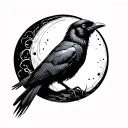 ehite crow on black moon tattoo design idea