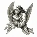 Jesus kissing a angel with wings tattoo design idea
