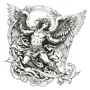 arch angel gabriel fighting tattoo design idea