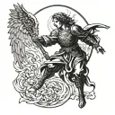 arch angel gabriel fighting tattoo design idea