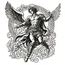 arch angel gabriel fighting tattoo design idea