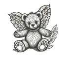 teddy bear with angel tattoo design idea