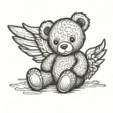 teddy bear with angel tattoo design idea