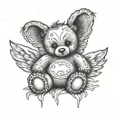 teddy bear with angel tattoo design idea