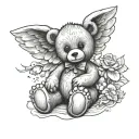 teddy bear with angel tattoo design idea