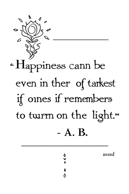 "happiness can be found even in the darkest of times if one only remembers to turn on the light" - A.B. as a wand tattoo design idea